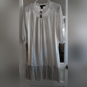 Elegant White Polka Dot Dress